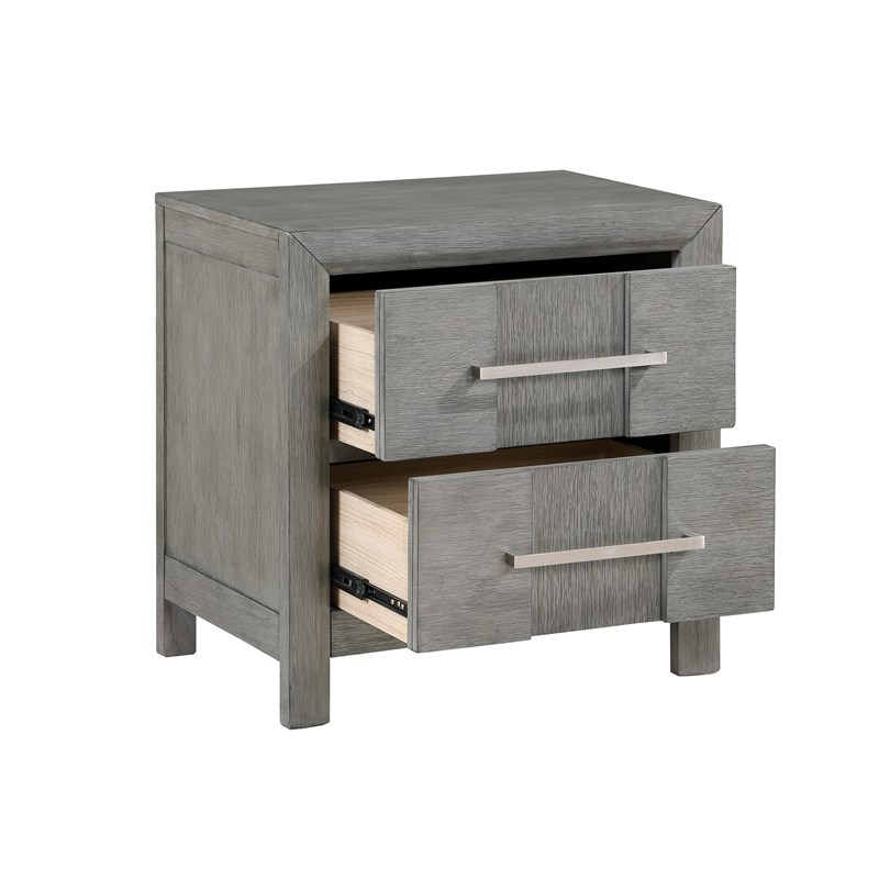 Queen 4PC Modern Style Storage Bedroom Set Made with Wood in Gray