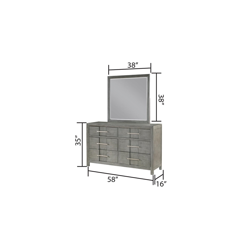 Full 4PC Modern Style Storage Bedroom Set Made with Wood in Gray