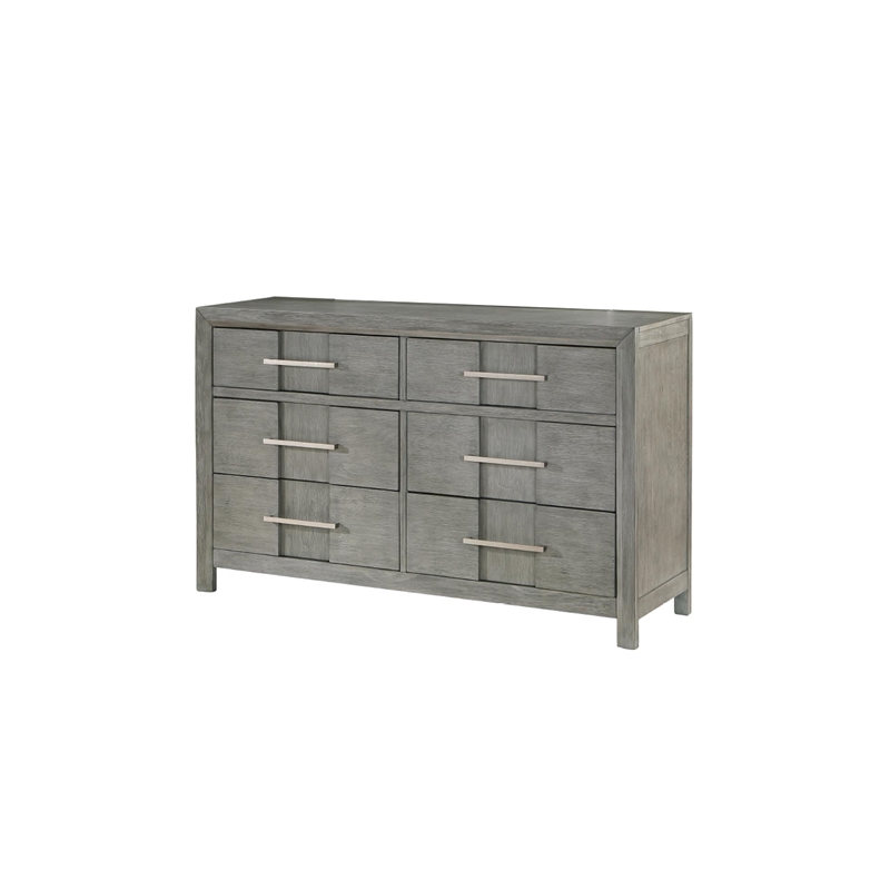 Full 5PC Modern Style Storage Bedroom Set Made with Wood in Gray
