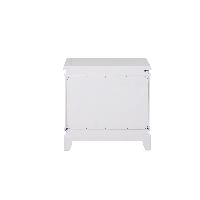 Modern Style 2-Drawer Nightstand Made with Wood and LED in Milky White