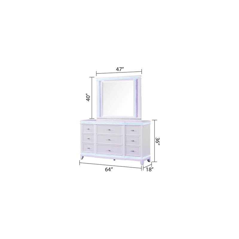 Modern Style Queen 5PC Bedroom Set Made with Wood in Milky White