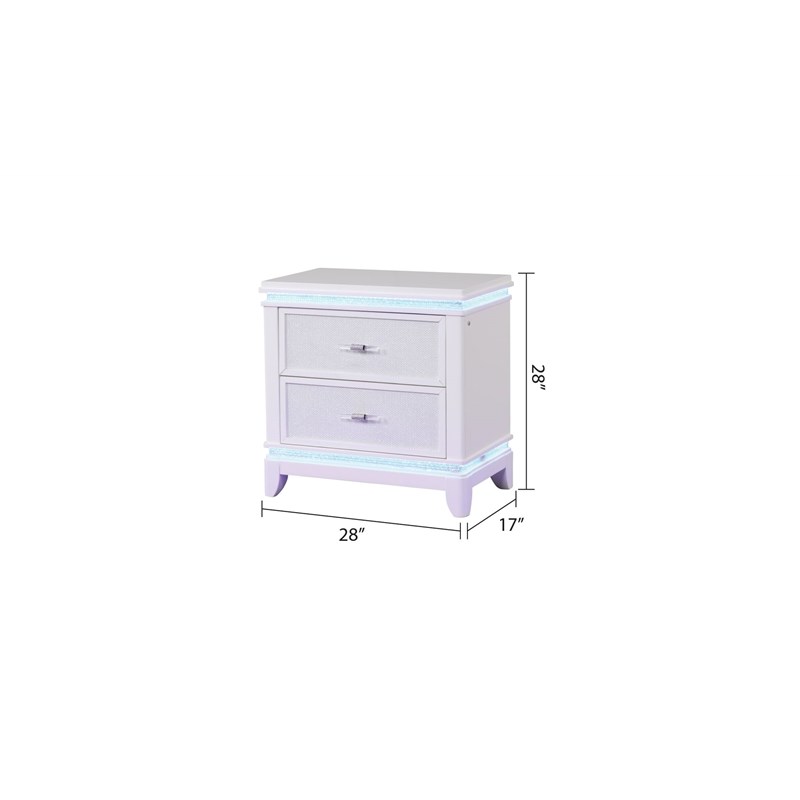 Modern Style Queen 5PC Bedroom Set Made with Wood in Milky White