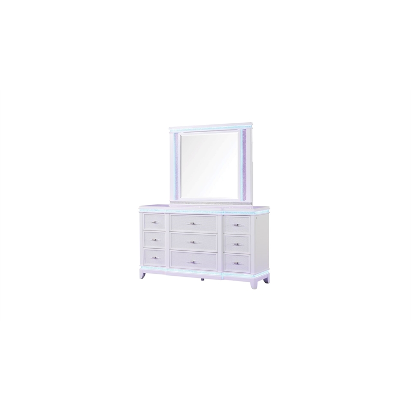 Modern Style King 5PC Storage Bedroom Set Made with Wood in Milky White