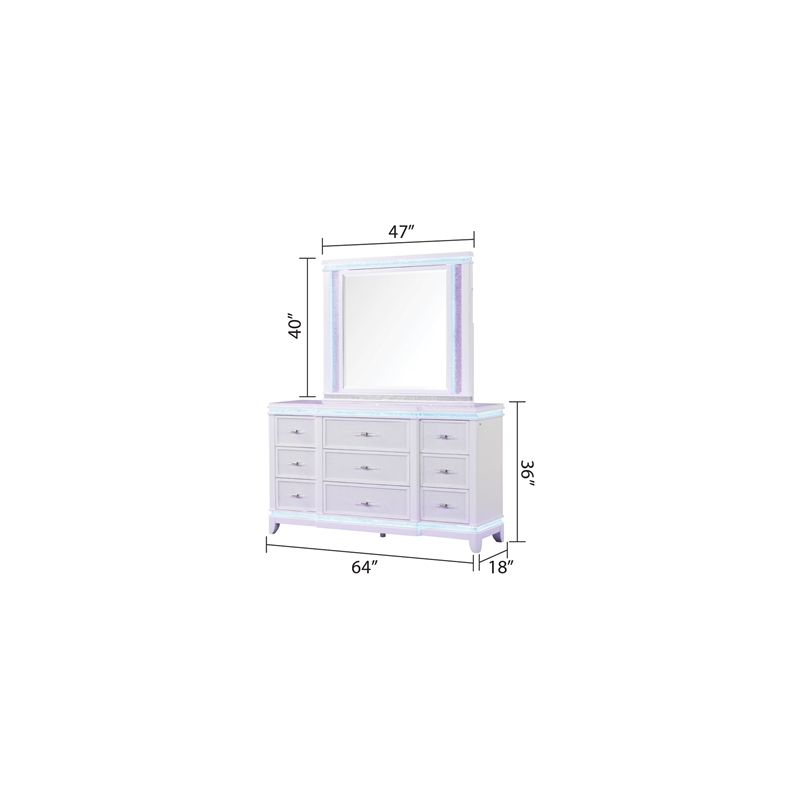 Modern Style 9-Drawer Dresser Made with Wood in White