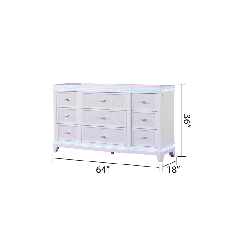 Modern Style 9-Drawer Dresser Made with Wood in White