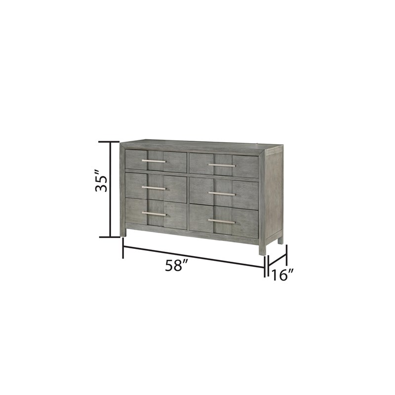 Modern Style 6-Drawer Dresser Made with Wood in Gray finish