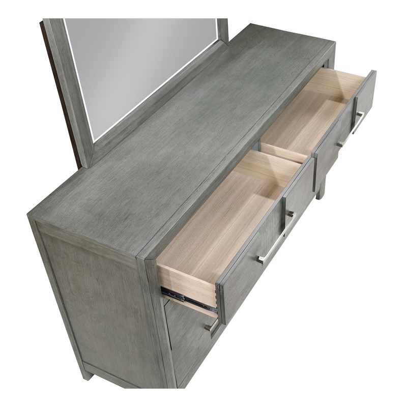 Modern Style 6-Drawer Dresser Made with Wood in Gray finish