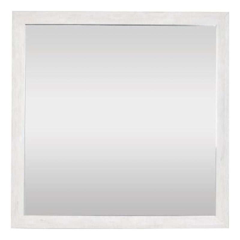Denver Modern Style Square Mirror Made With Wood in Rustic Natural