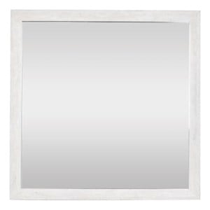 Denver Modern Style Square Mirror Made With Wood in Rustic Natural