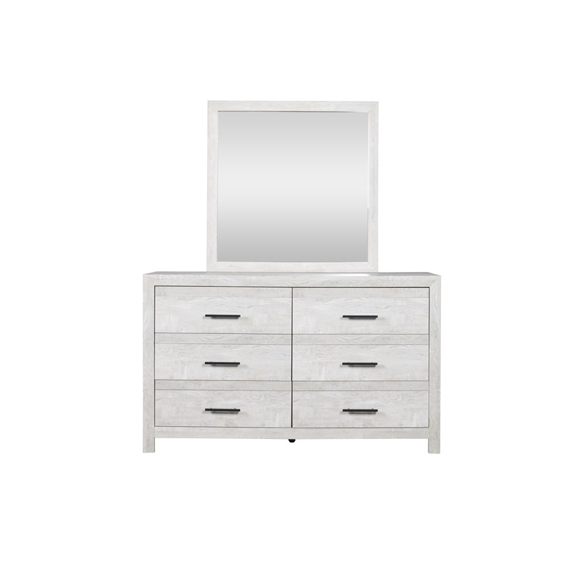 Denver Modern Style Square Mirror Made With Wood in Rustic Natural