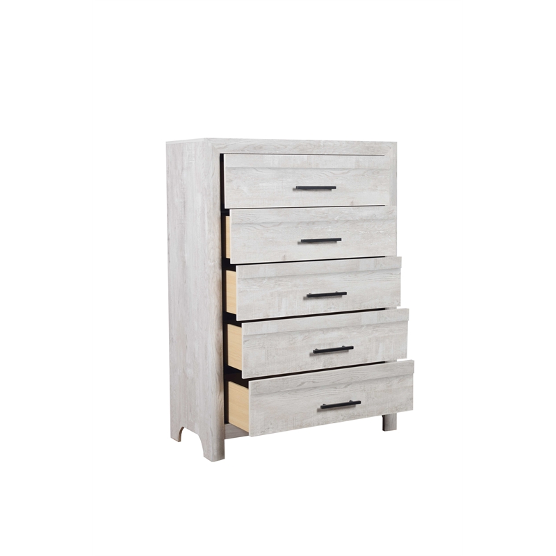 Denver Modern Style 5-Drawer Chest Made with Wood in Rustic Natural