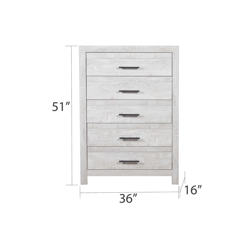 Denver Modern Style 5-Drawer Chest Made with Wood in Rustic Natural