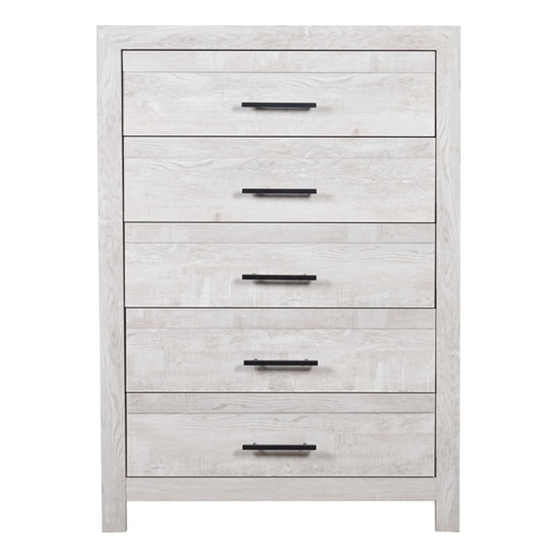 Denver Modern Style 5-Drawer Chest Made with Wood in Rustic Natural