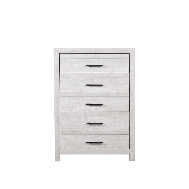 Denver Queen 5PC Modern Style Bedroom Set Made with Wood in Rustic Natural