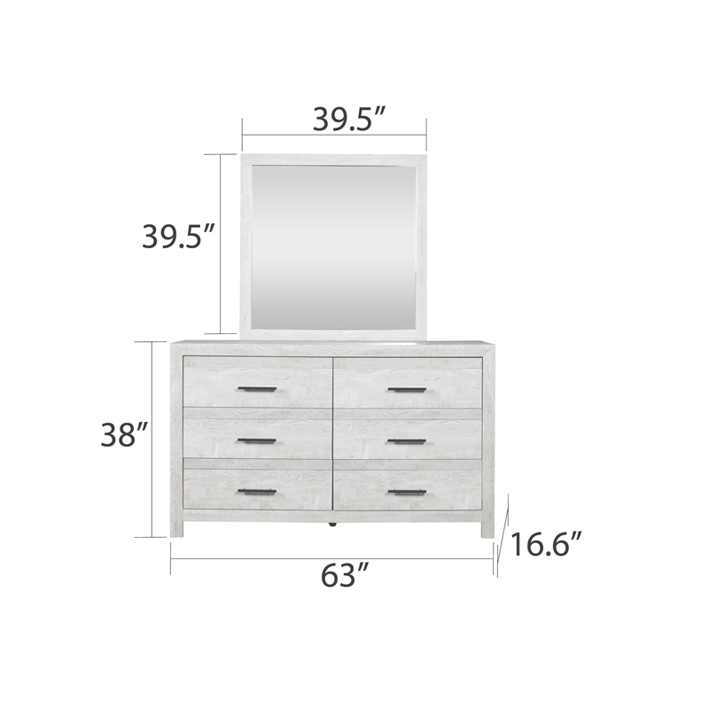 Denver Modern Style 6-Drawer Dresser Made with Wood in Rustic Natural(NO MIRROR)