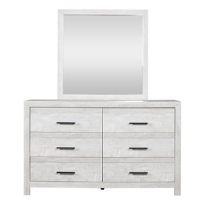 Denver Modern Style 6-Drawer Dresser Made with Wood in Rustic Natural(NO MIRROR)