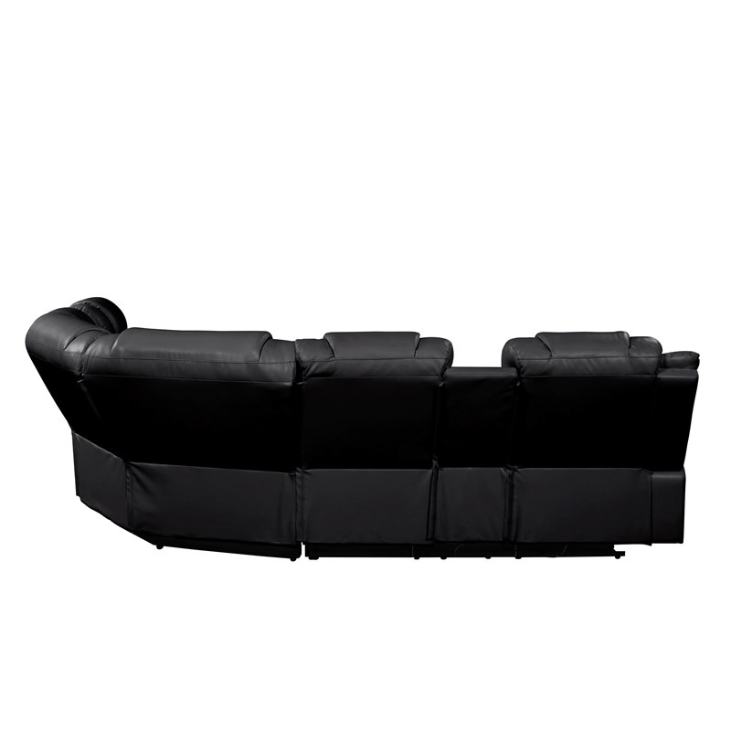 Challenger Modern Style Recliner Sectional Sofa made with Wood in Black
