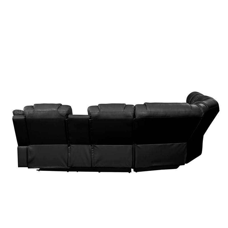Challenger Modern Style Recliner Sectional Sofa made with Wood in Black