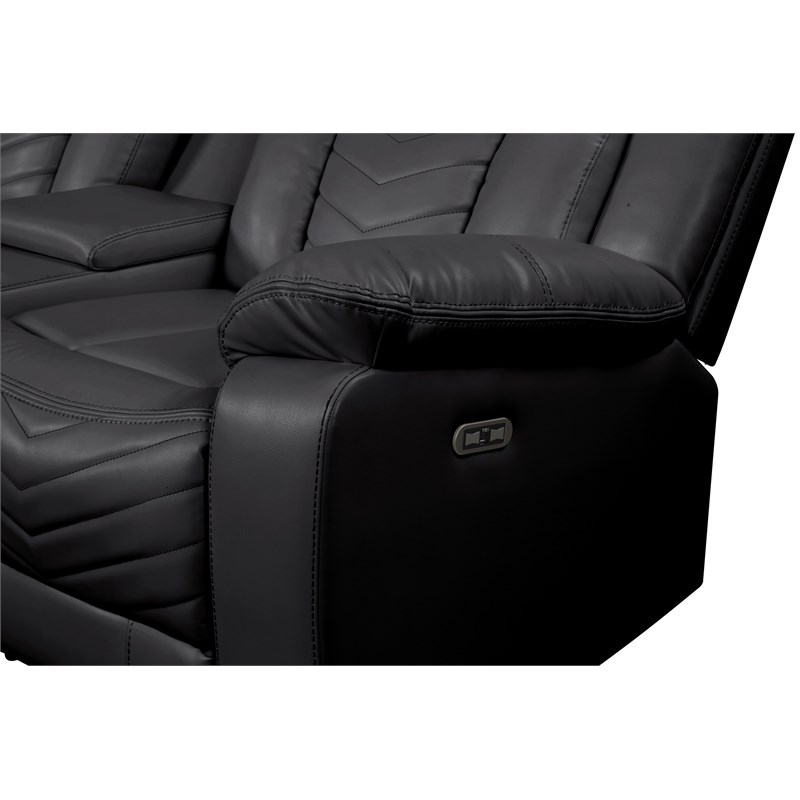 Challenger Modern Style Recliner Sectional Sofa made with Wood in Black