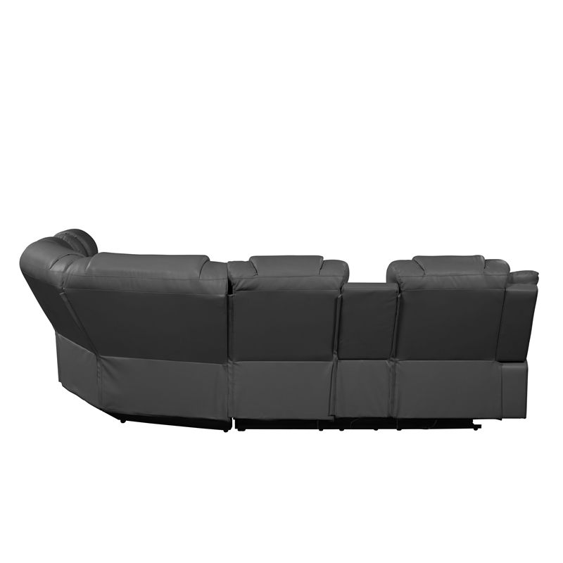 Challenger Modern Style Recliner Sectional Sofa made with Wood in Gray