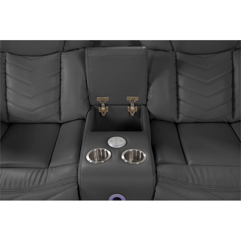 Challenger Modern Style Recliner Sectional Sofa made with Wood in Gray