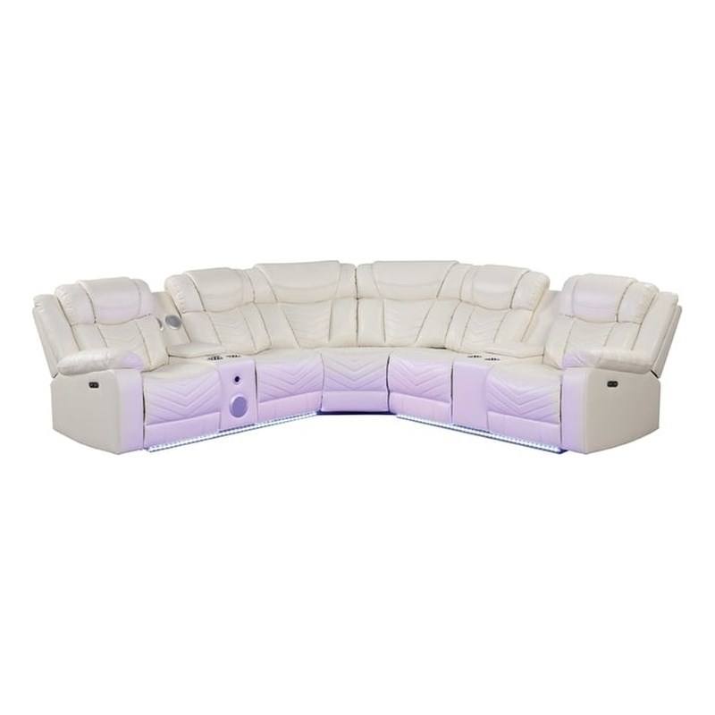 Challenger Modern Style Recliner Sectional Sofa made with Wood in Ice