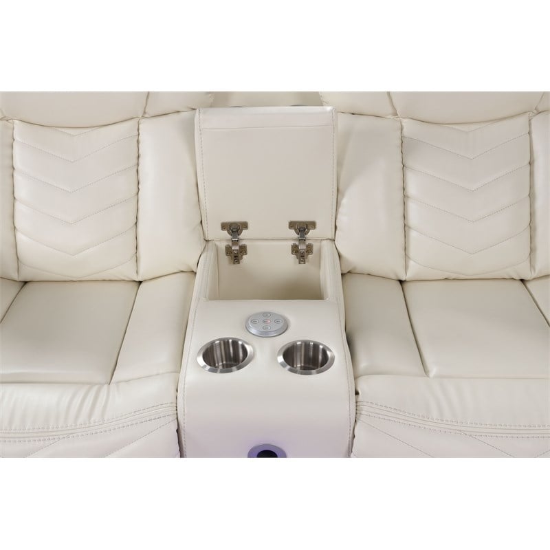 Challenger Modern Style Recliner Sectional Sofa made with Wood in Ice