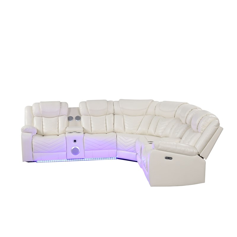 Challenger Modern Style Recliner Sectional Sofa made with Wood in Ice