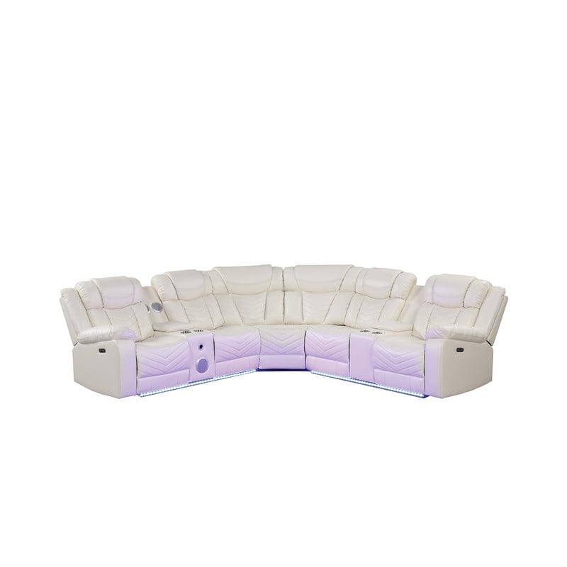 Challenger Modern Style Recliner Sectional Sofa made with Wood in Ice