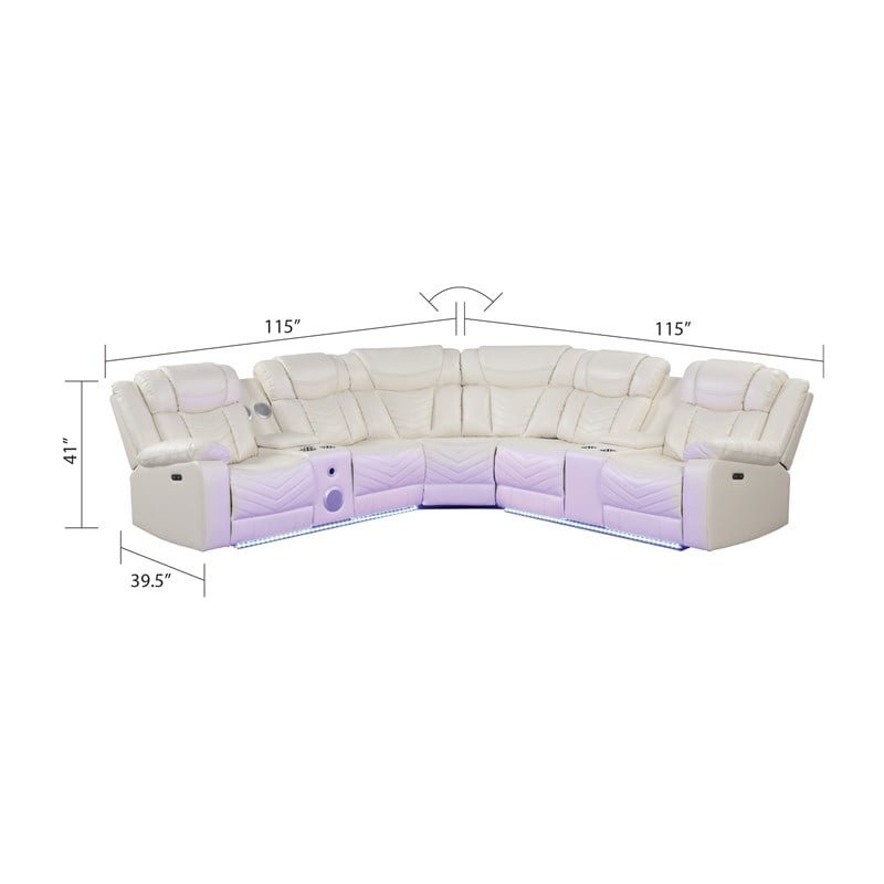 Challenger Modern Style Recliner Sectional Sofa made with Wood in Ice