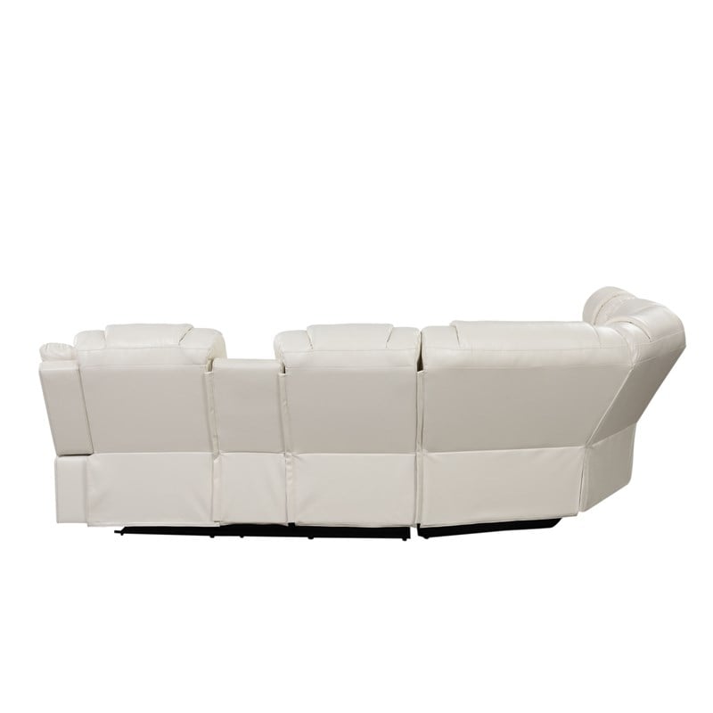 Challenger Modern Style Recliner Sectional Sofa made with Wood in Ice