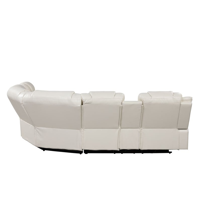 Challenger Modern Style Recliner Sectional Sofa made with Wood in Ice