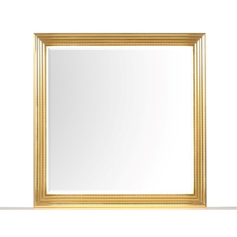 Obsession Contemporary Style Mirror Made with Wood in Gold Finish