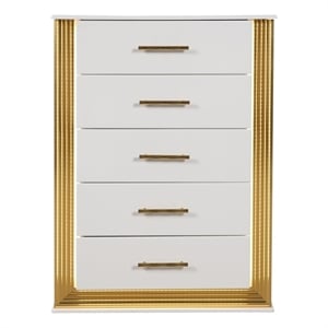 Obsession Contemporary Style 5-Drawer Chest Made with Wood in Gold Finish