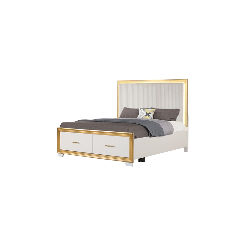Obsession Contemporary Style Queen Tufted Bed Made with Wood in Gold Finish
