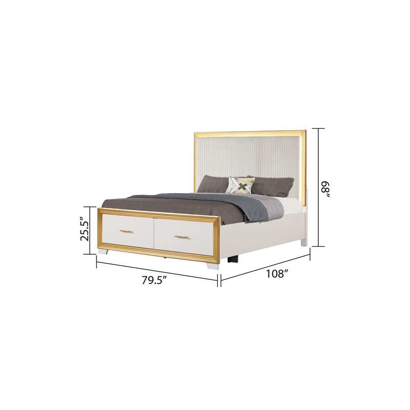 Obsession Contemporary Style Queen Tufted Bed Made with Wood in Gold Finish