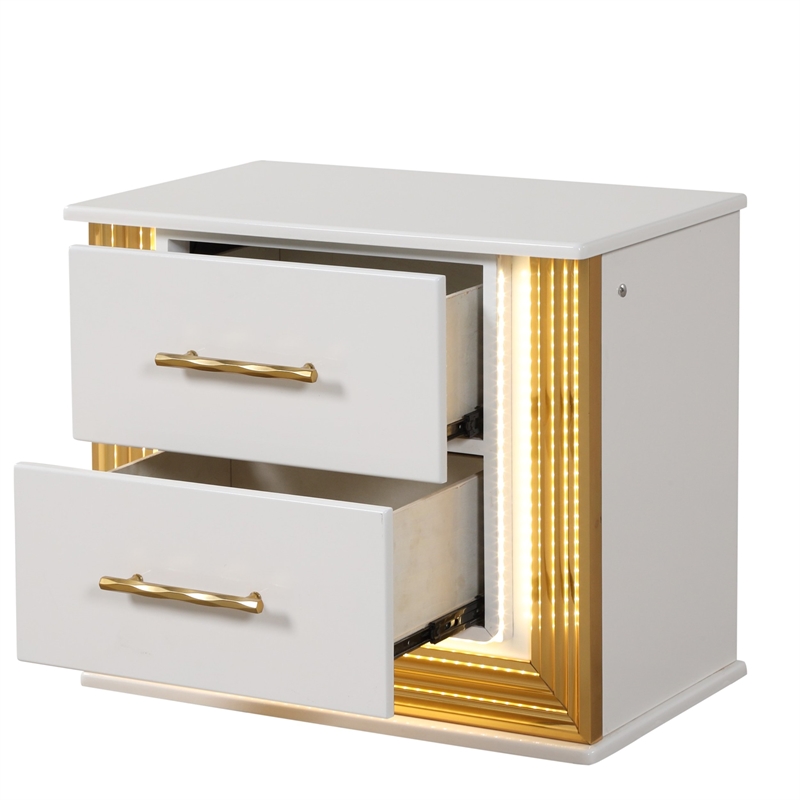 Obsession Contemporary Style 4PC Queen Bedroom Set Made with Wood in Gold Finish