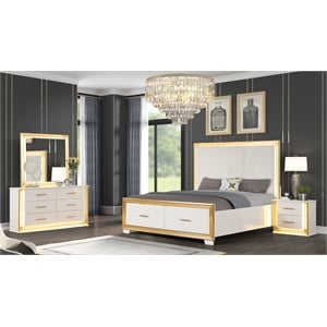 Obsession Contemporary Style 4PC Queen Bedroom Set Made with Wood in Gold Finish