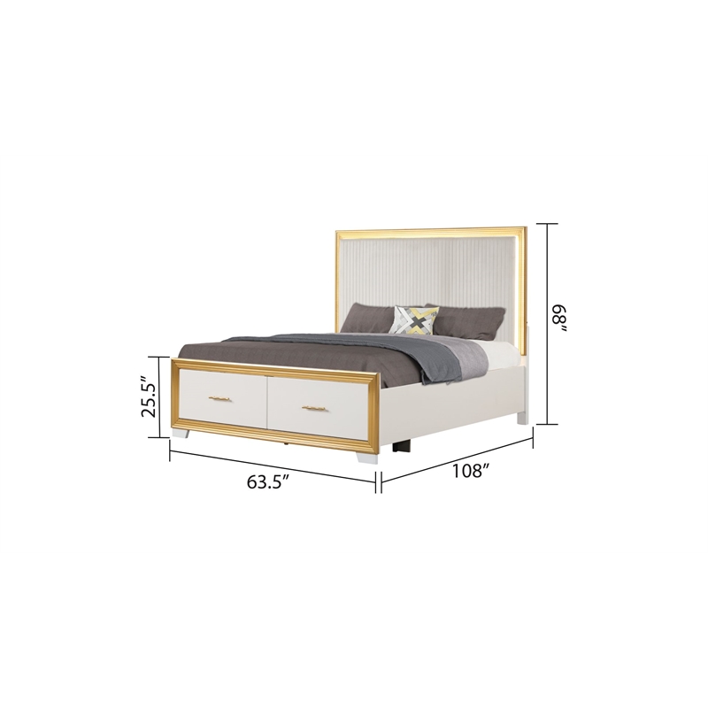 Obsession Contemporary Style 4PC Queen Bedroom Set Made with Wood in Gold Finish