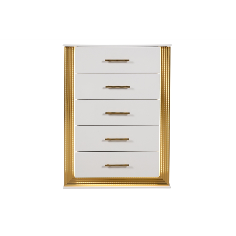 Obsession Contemporary Style Queen 5PC Bedroom Set Made with Wood in Gold Finish