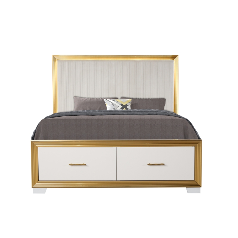 Obsession Contemporary Style Queen 5PC Bedroom Set Made with Wood in Gold Finish