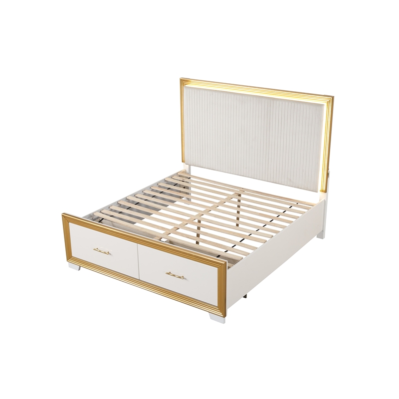 Obsession Contemporary Style Queen 5PC Bedroom Set Made with Wood in Gold Finish