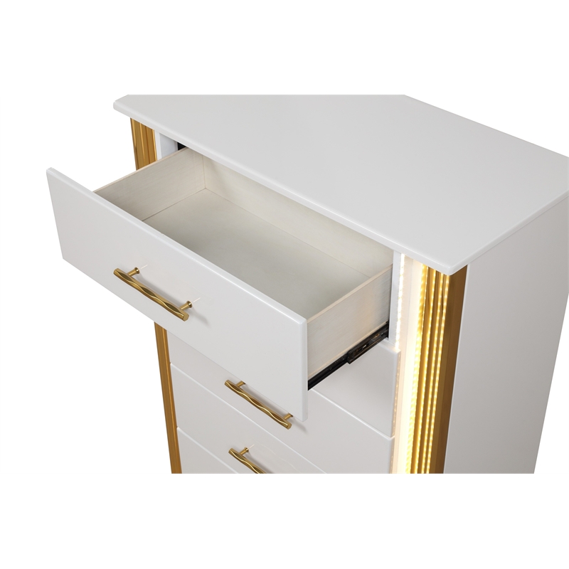 Obsession Contemporary Style Queen 5PC Bedroom Set Made with Wood in Gold Finish