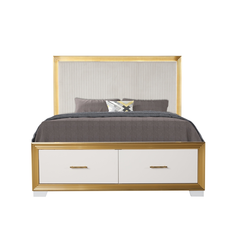 Obsession Contemporary Style King 5PC Bedroom Set Made with Wood in Gold Finish