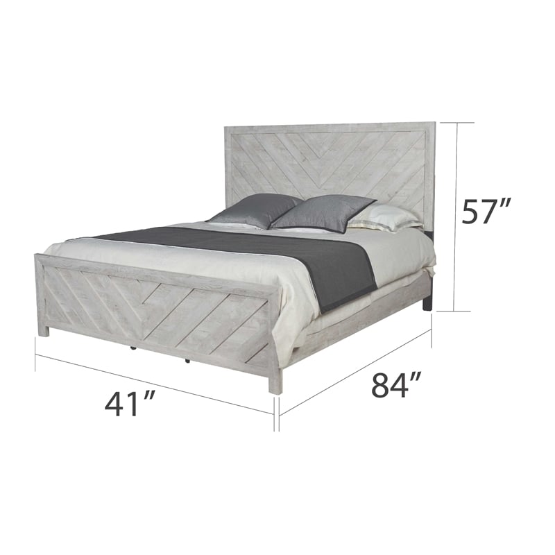 Denver Modern Style Twin Bed Made with Wood in Gray