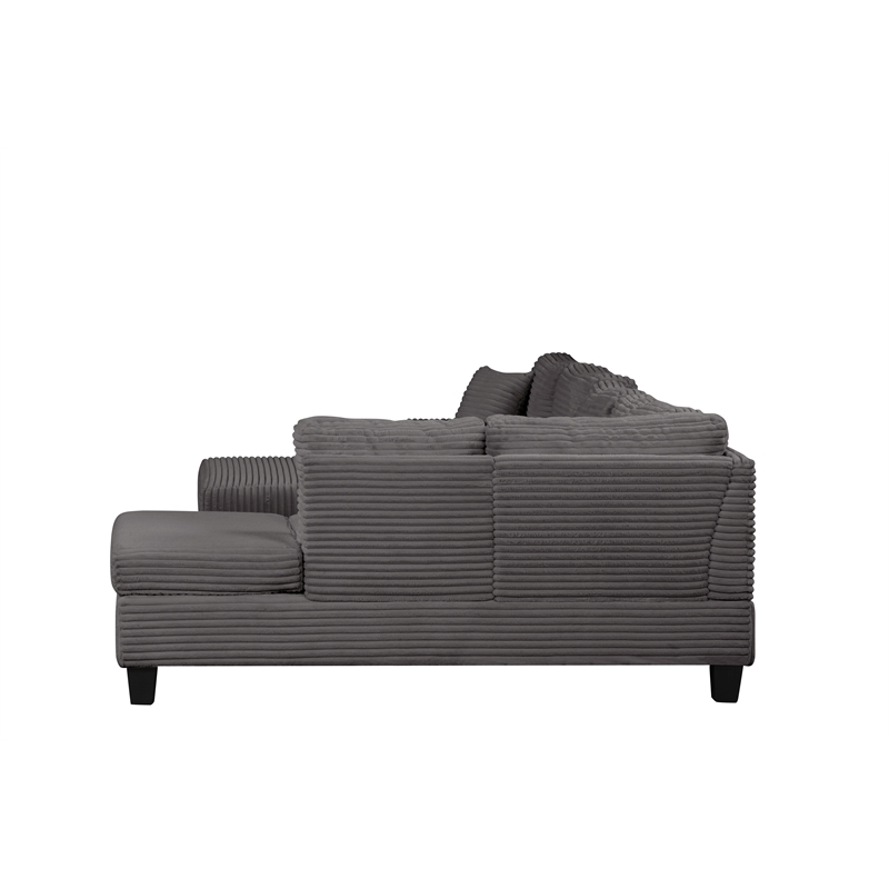 Cozy Modern Style Recliner Sectional Sofa Made With Wood in Gray