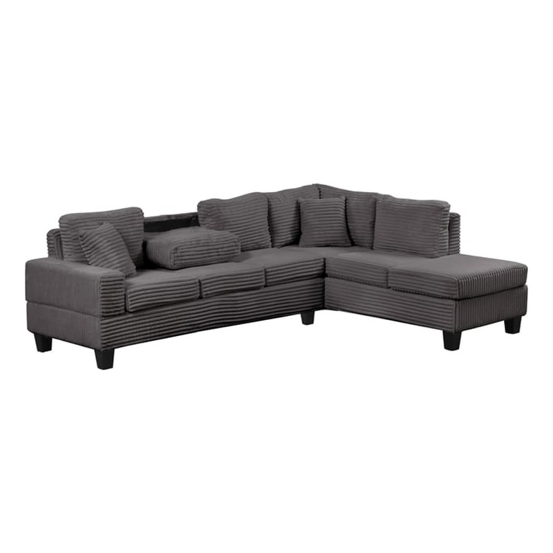 Cozy Modern Style Recliner Sectional Sofa Made With Wood in Gray