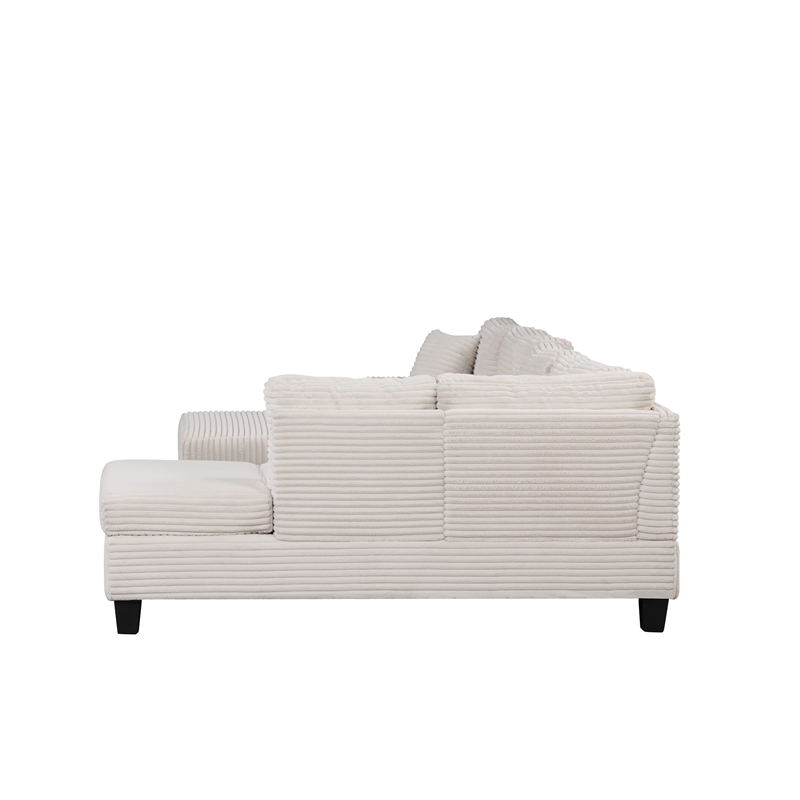 Cozy Modern Style Recliner Sectional Sofa Made With Wood in Cream