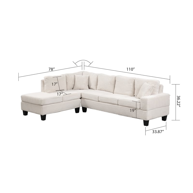 Cozy Modern Style Recliner Sectional Sofa Made With Wood in Cream