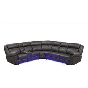 Aviator Modern Style Recliner Sectional Sofa made with Wood in Gray